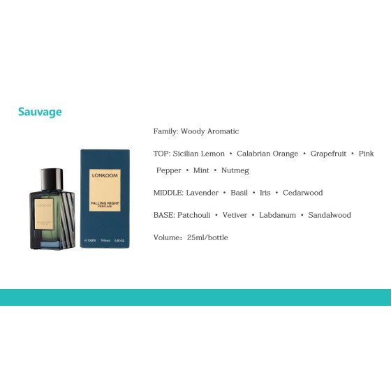 LONKOOM FALLING NIGHT Men Perfume 25ml, Woody Aromatic Long‑Lasting Eau De Parfum Spray